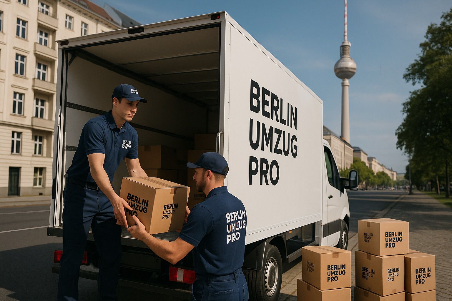 Moderner LKW für einen professionellen Firmenumzug im Zentrum von Berlin.