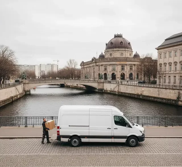 Umzugswagen für den Bezirk Mitte im Einsatz in den Ortsteilen Wedding, Moabit und Tiergarten.